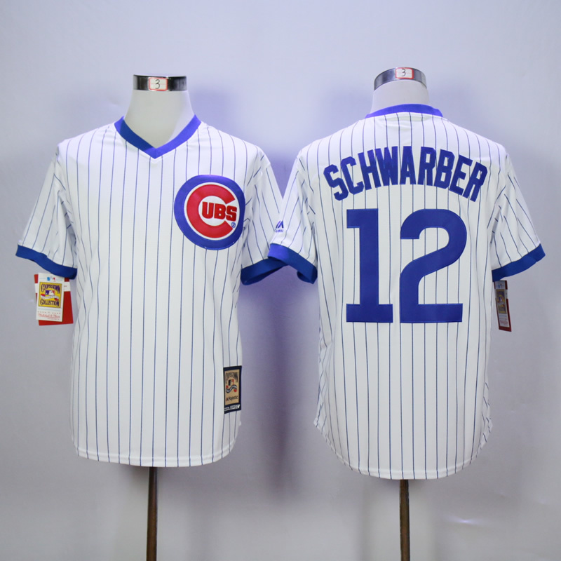 Men Chicago Cubs #12 Schwarber White MLB Jerseys